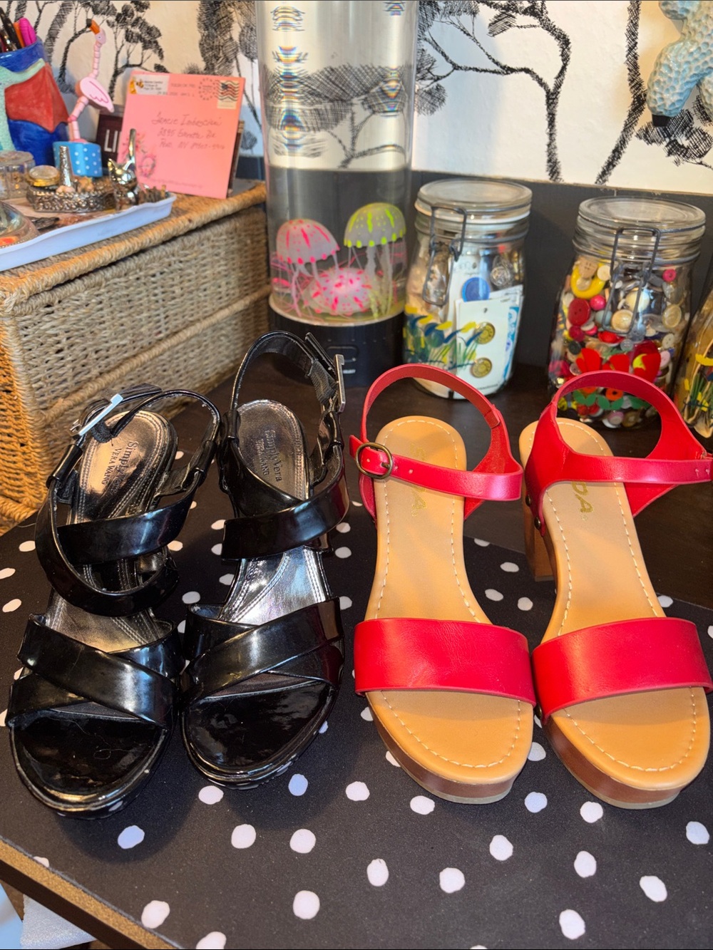 NWT Soda Chivas wedge sandals feature a block heel and adjustable ankle strap